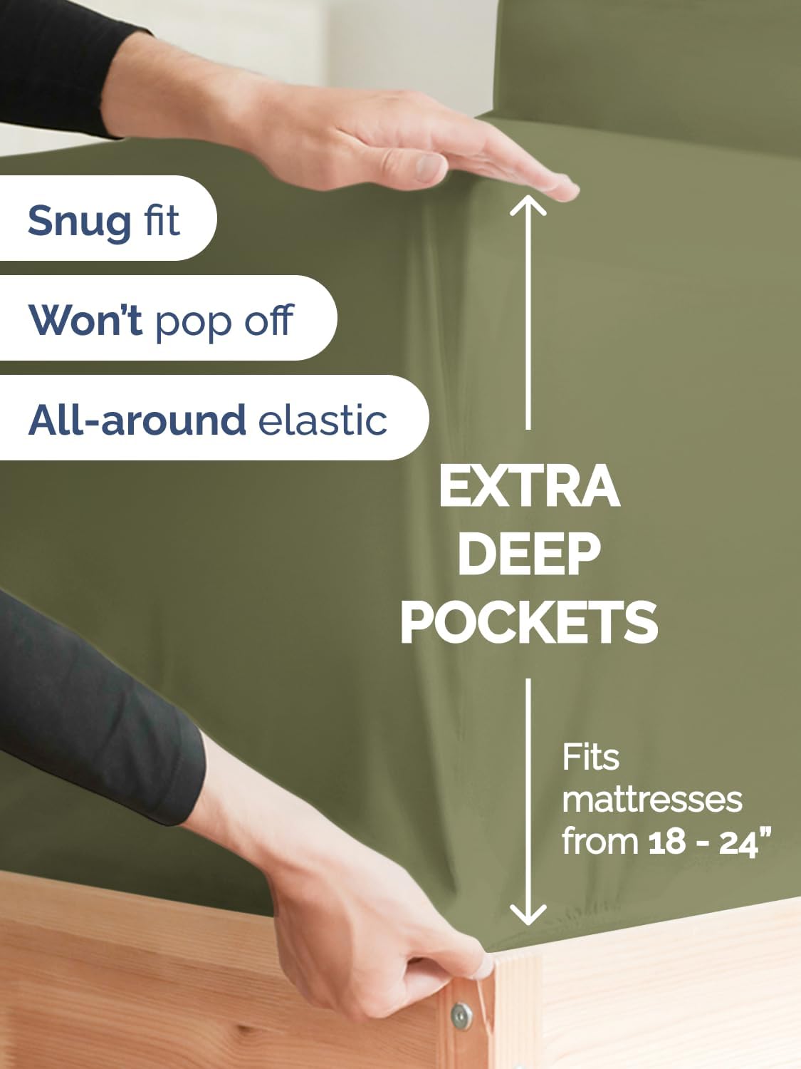 Skiennix Extra Deep Queen Sheet Set | 6-Piece Breathable Cooling Bedding - Soft, Wrinkle-Free, Sage Green