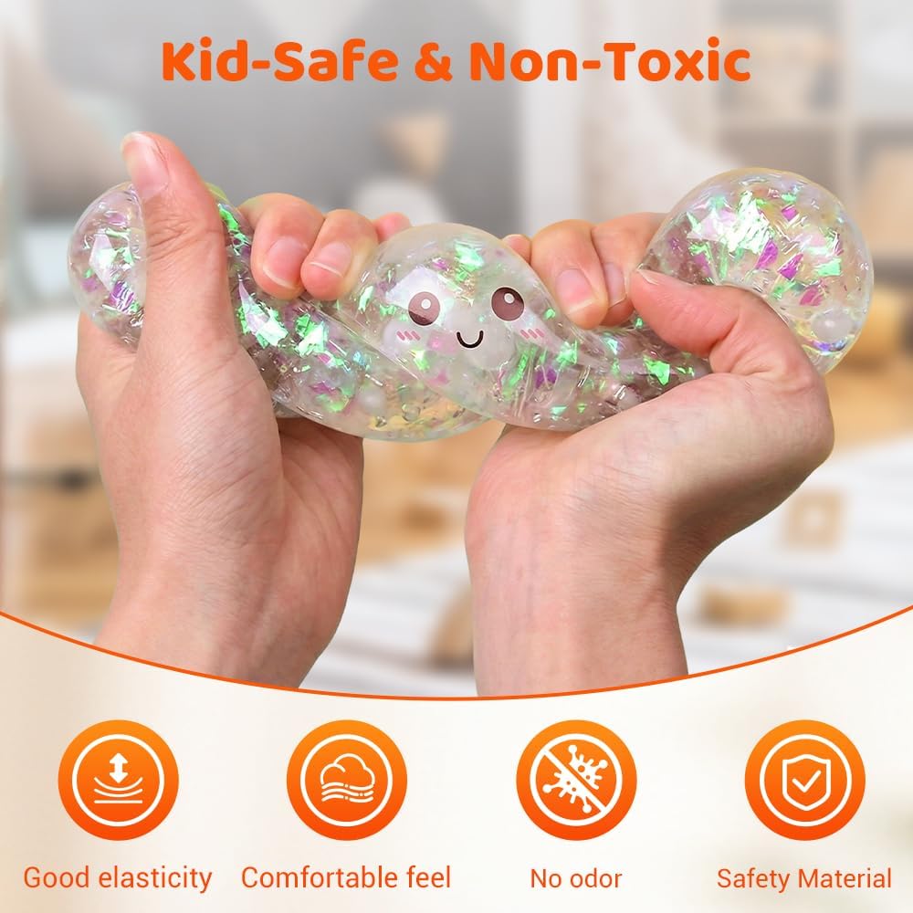 Skiennix Shimmering Dumpling Squishies - Colorful Stress Relief Fidget Balls | 4-Pack Set