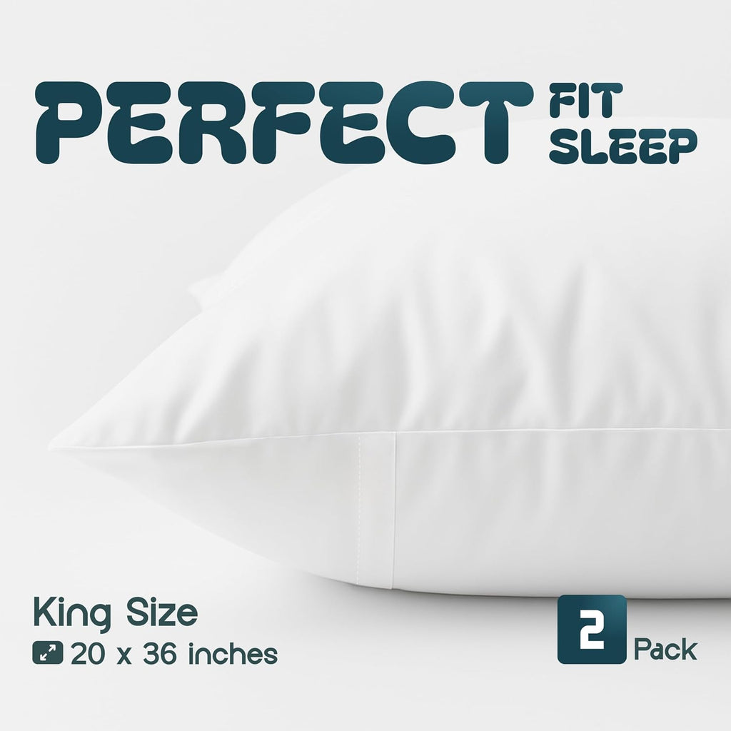 Regine Switzerland King Pillow Covers - Ultra-Soft, Noiseless Zippered Protectors | 20 x 36, 200 Thread Count, 2-Pack