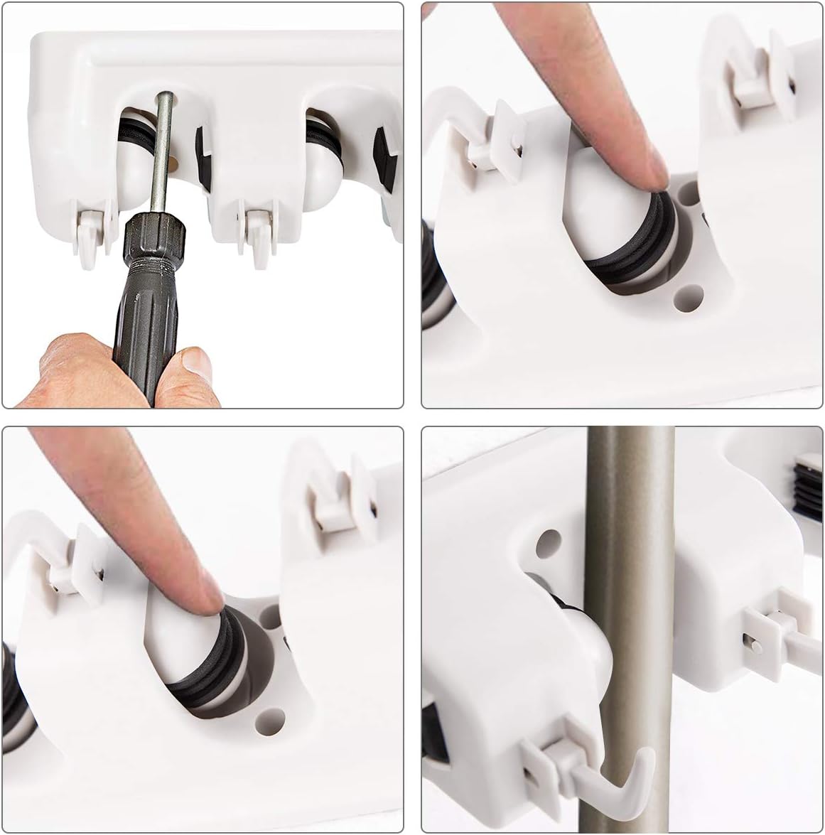 Tangkula Wall Mount Broom Holder - 5 Slot Organizer with 6 Hooks for Home, Kitchen & Garage Storage