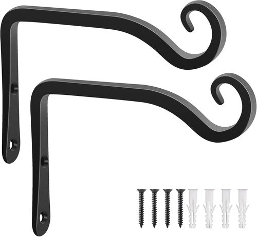 Gtongoko 6-Inch Metal Plant Hangers - Durable Outdoor & Indoor Hooks for Bird Feeders, Lanterns, Black | 2-Pack