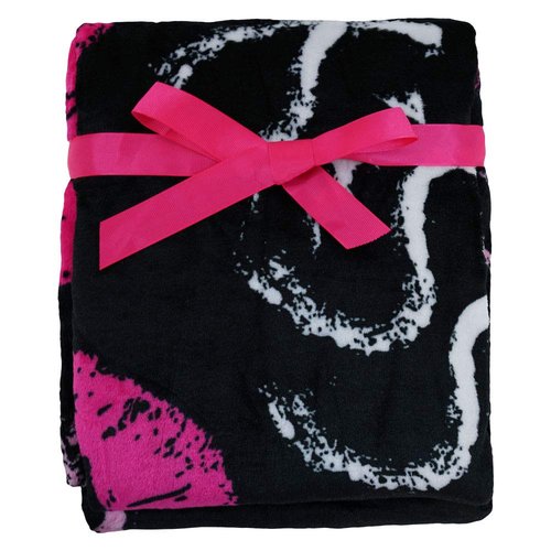 Infinity Republic Tie-Dye Neon Super Plush Throw 50x60in Blanket - Perfect for Cuddle Season for Bedroom, Living Room, All Seasons, Holidays, Kids, Babies, Adults & Decor (Pink & Black Kisses)