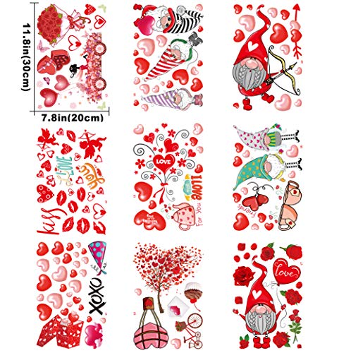 Valentine's Day Gnome Window Decals - 149 Pcs Window Clings
