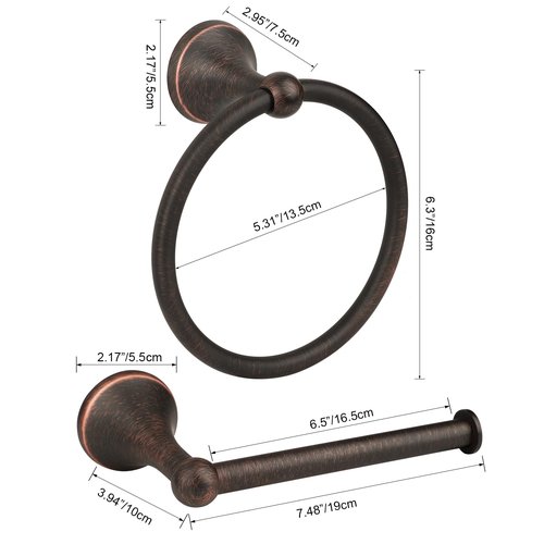 Ntipox Oil Rubbed Bronze Toilet Paper Holder Antique Wall Mount,Towel Ring Bronze,Toilet Tissue Roll Holder and Hand Towel Holder Set for Bathroom, RV, Bathroom Hardware Accessories Set Bronze