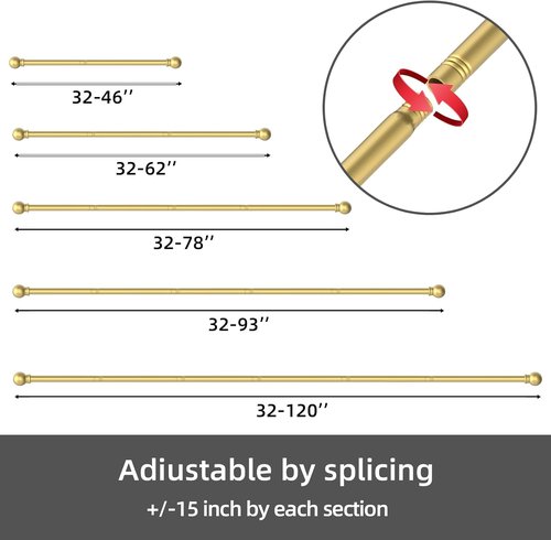 GXOACKJ Decorative Gold Curtain Rods - Heavy Duty Metal Set for Windows 48 to 84 Inches
