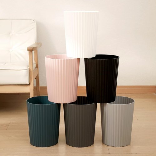 JiatuA Small Trash Can - Round Plastic Wastebasket for Bathroom, Kitchen, and Home Office - Black