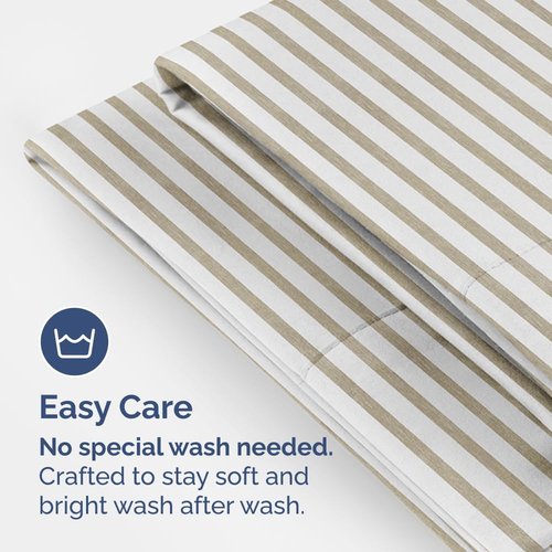 King Pillow Cases by [Brand Name] - Ultra Soft Hotel Quality Covers | Comfy, Wrinkle-Free, 4-Piece Set - Beige Stripes
