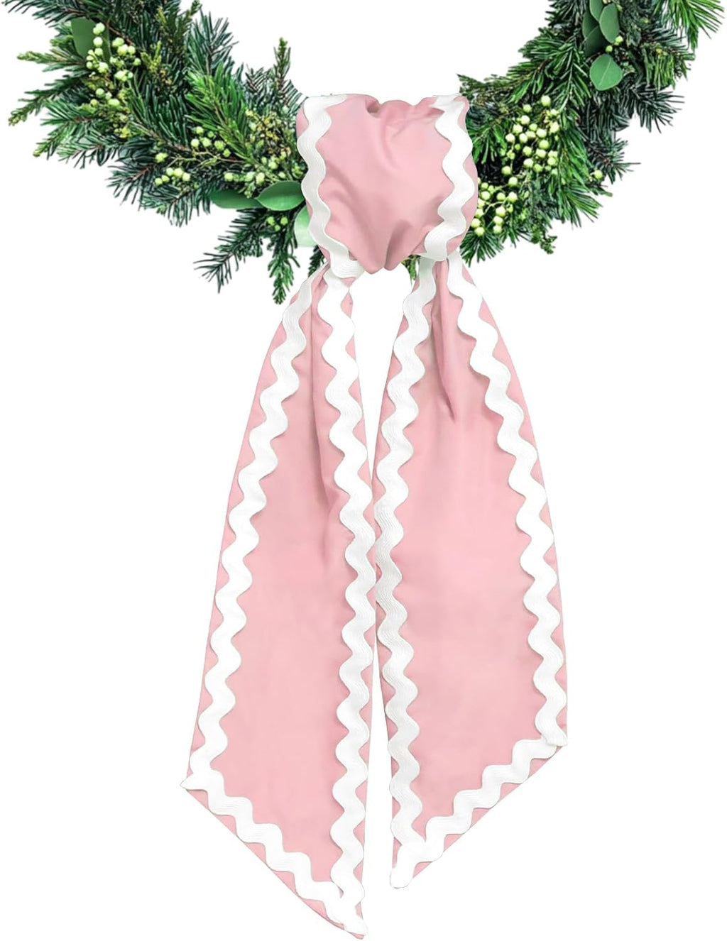 Skiennix Wreath Sash - Pink Cotton Satin Ribbon for Front Door Decor | 5.11 x 55.1 Inches