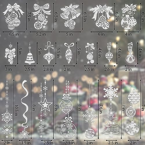 Christmas Window Clings - Snowflake Glitter Decals, 4 Sheets