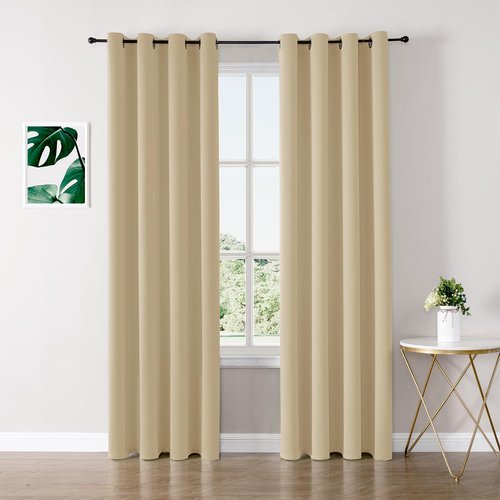 ChrisDowa Blackout Curtains - Thermal Insulated Room Darkening Panels, 72 Inches Long, Biscotti Beige (Set of 2)