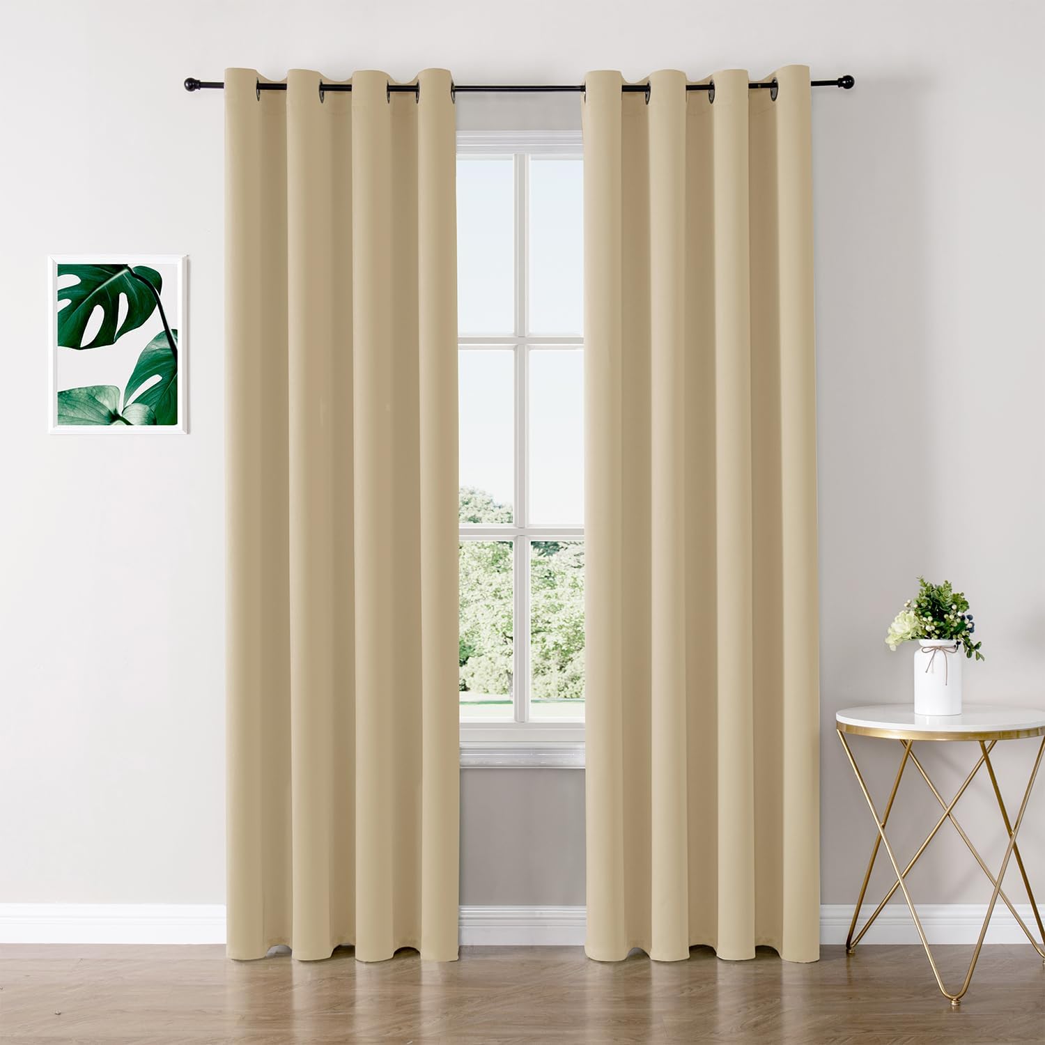 ChrisDowa Blackout Curtains - Thermal Insulated Room Darkening Panels, 95 Inch Long, Biscotti Beige (Set of 2)