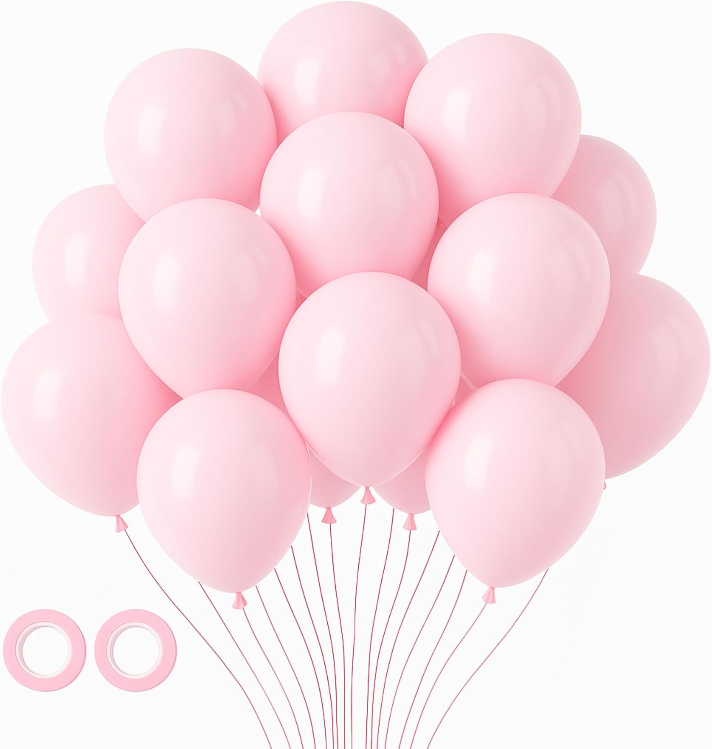 Voircoloria 105pcs Light Pink Balloons - 12 Inch Pastel Pink for Birthday, Baby Shower & Wedding Decor