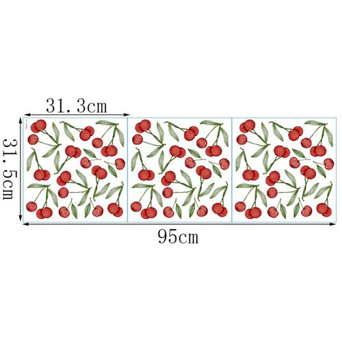 Bamsod Fruit Wall Decals Removable Boho Wall Stickers Peel Stick Cherry Wall Decals Fresh Fruit Wall Stickers for Baby Nursery Kids Bedroom Living Room Home Kitchen (Cherry)