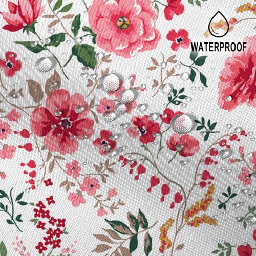Watercolor Pink Floral Shower Curtain, 48" x 72" Farmhouse Fabric Bath Set