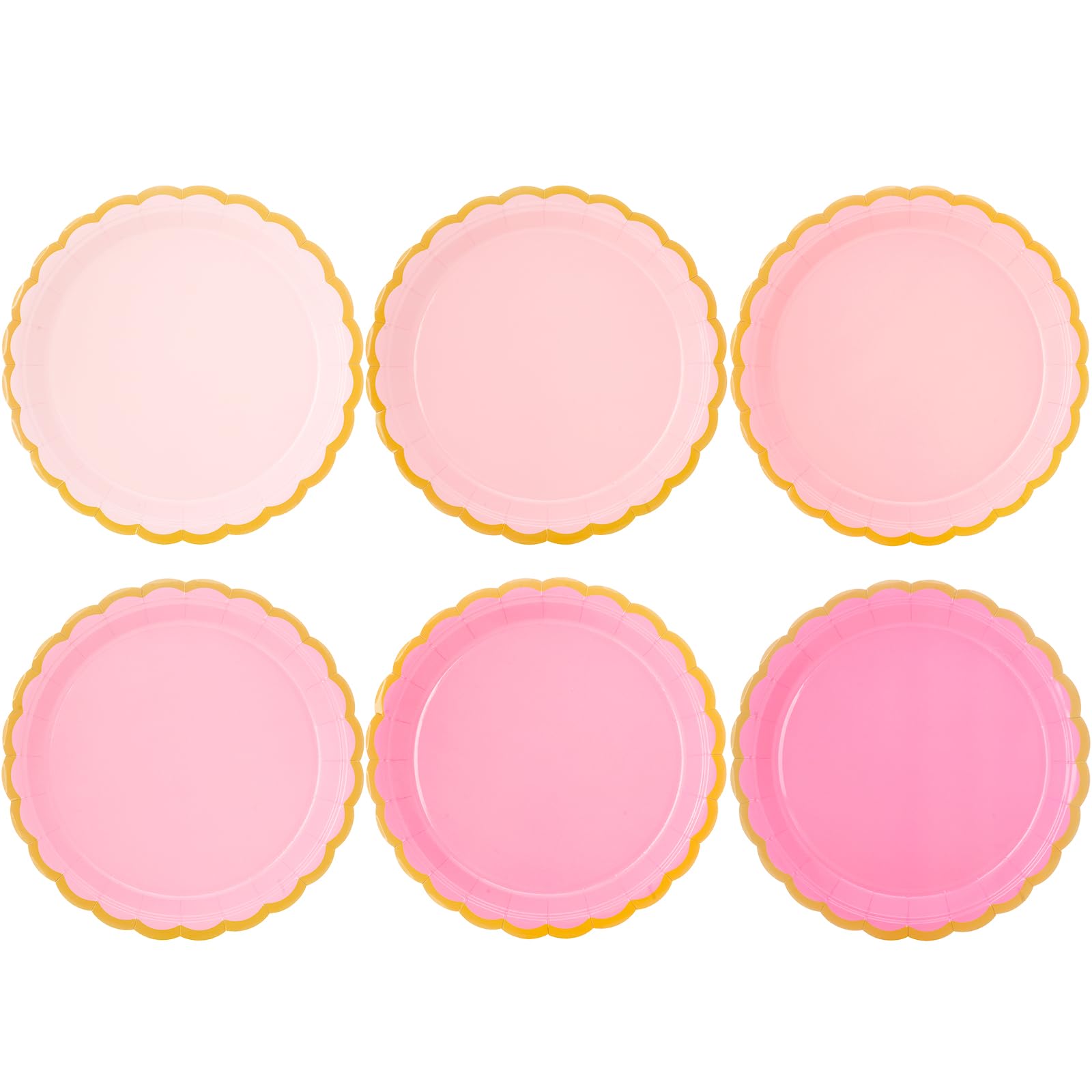 JASSEWRLY 48 Pcs Pink Scalloped Party Disposable Paper Plates, 9" Cute Pink Dessert Baby Bridal Shower Dinner Birthday Cake Paper Plates for Party Bridal Baby Girl Shower Wedding Supplies