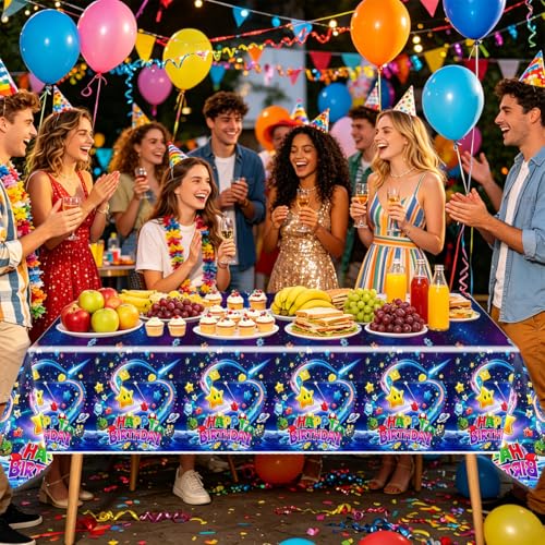 Super Bros Galaxy Birthday Party Tablecloths - 2 Pack, 54 x 108 Inch