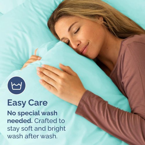 King Standard Pillow Cases Set of 2 - Soft Hotel Quality - Fade-Free, Wrinkle Resistant - Spa Blue