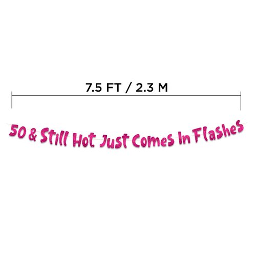 Pre-Strung 50th Birthday Pink Glitter Banner - 50th Birthday Decorations for Men and Women - Birthday Party Supplies and Gifts