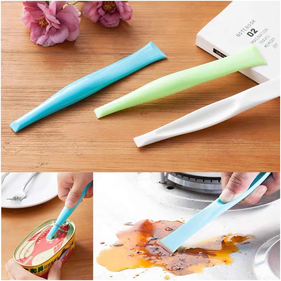 Skiennix 3 PCS Multipurpose Cleaning Scraper Tool - Non-Scratch Hard Plastic for Kitchen & Label Removal