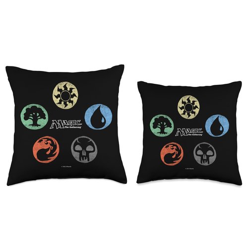 Magic: The Gathering Colored Mana Symbols Throw Pillow