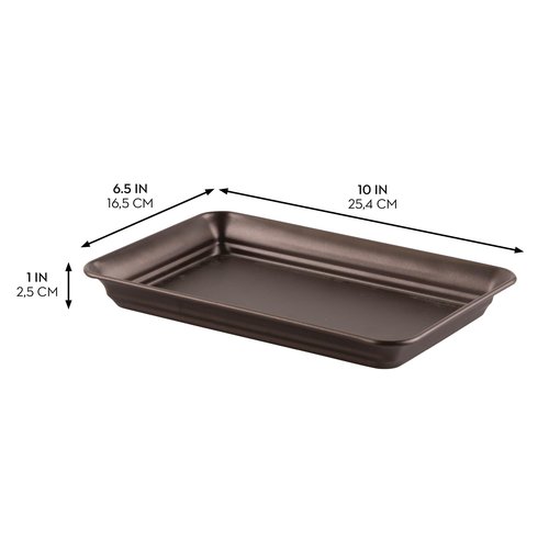 iDesign Decorative Countertop Vanity Tray Organizer for Bathroom, Bedroom, Closet, Entryway, Set of 2, 9.7" x 6.3" x 1", Bronze