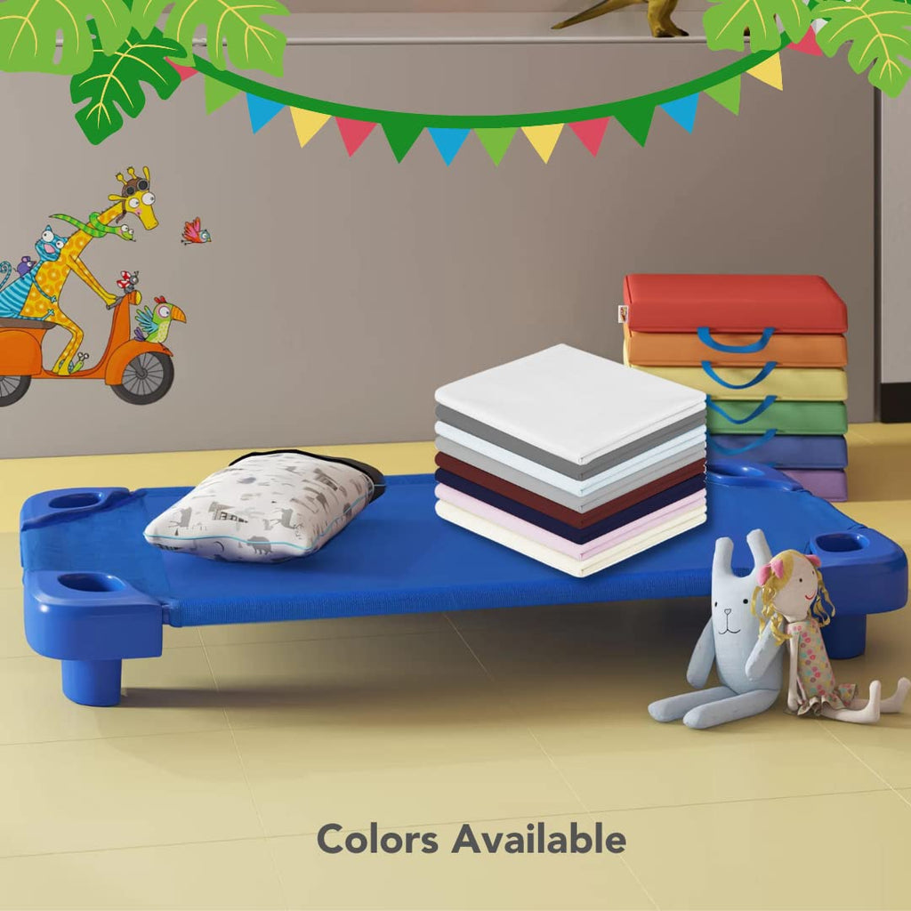 Cot Sheets for Toddler and Preschool - Daycare/Pre-School Cot Sheet - Corner Elastic Loops - Cot Bed Fitted Sheet - Poly Cotton Surface Pack of 6 (22" X 40) - Daycare Sheets 22 X 40 Inch Light Blue