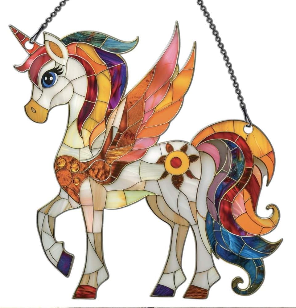 Skiennix Unicorn Ornaments - Enchanting Window Decor for Unicorn Lovers | Acrylic Christmas Hanging Decoration