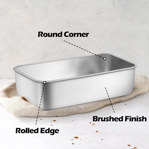 Leonyo 4 Pack Stainless Steel Loaf Pans - 9" x 5" for Baking Bread, Meatloaf & More | Dishwasher Safe