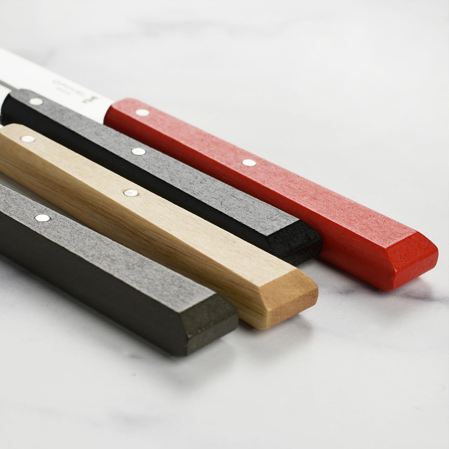 OPINEL No. 125 Table Knives, 4 Piece Set, High Carbon Steel Dinner Knives for Parties, Entertaining, or Everyday Use, Painted Hornbeam Handles, Made in France (Loft)