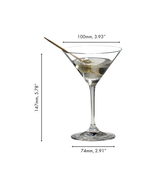 Riedel Vinum Martini Glasses - Crystal Glass, Dishwasher Safe, 2-Piece Set - Essential Home Bar Glassware 6416/77