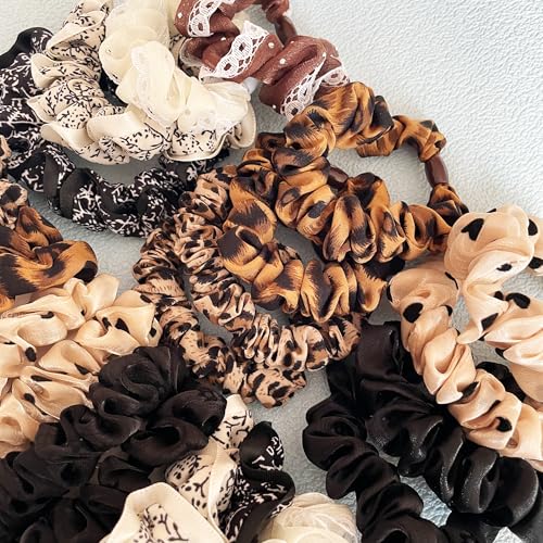 Mebloblo Hair Scrunchies Set - 12 Pack Silk and Satin Ponytail Holders