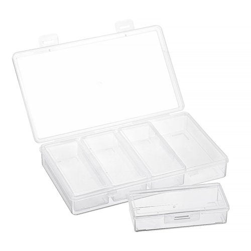 Hipiwe Plastic Cotton Swab Holder for Travel 4 in 1 Compact Cleaning Organizer for Hair Rope Paperclip Clear Dental Floss Sticks Case with Lid Small Travel Container Hair Tie Storage Box