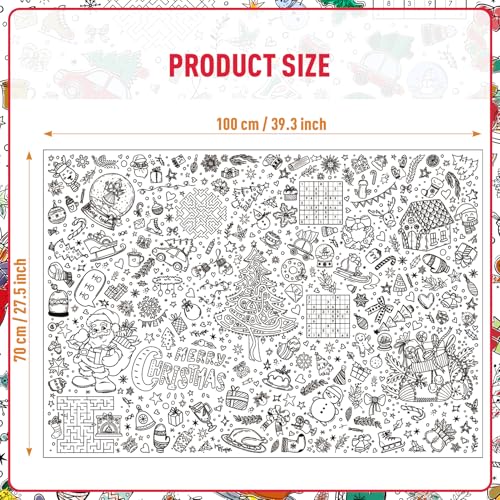 Christmas Coloring Tablecloth for Kids - 40 x 28 Inch Fun Activity