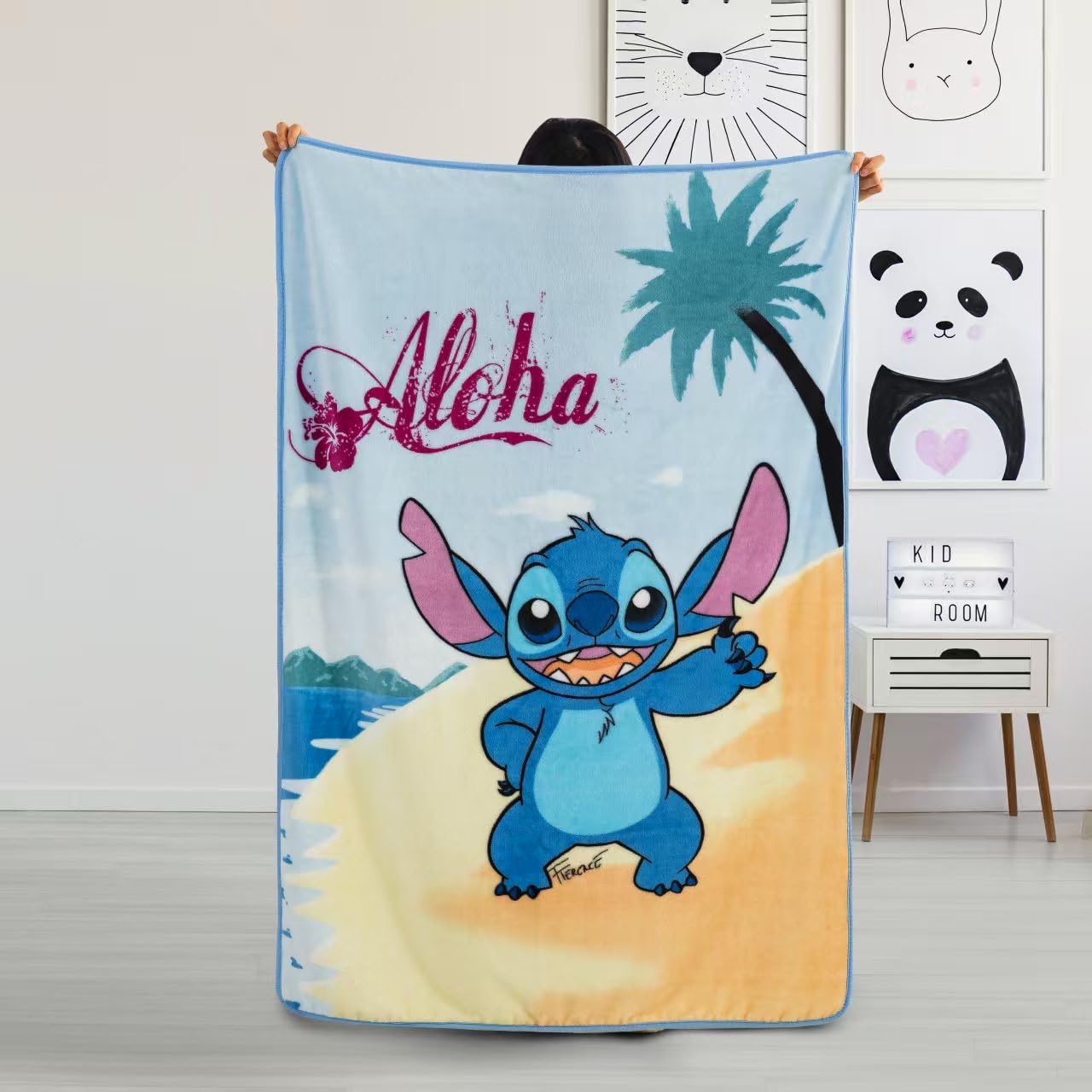 Cartoon Stitch Supey Soft and Warm Blanket Specially Designed for Children. It Measures 55 inches by 40 inches. It is Suitable for Placing on Sofas and Chairs, and can be Used in The Living Room.