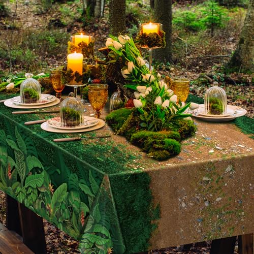3Pcs Forest Path Disposable Tablecloths for Jungle Party - 54x108 Inch