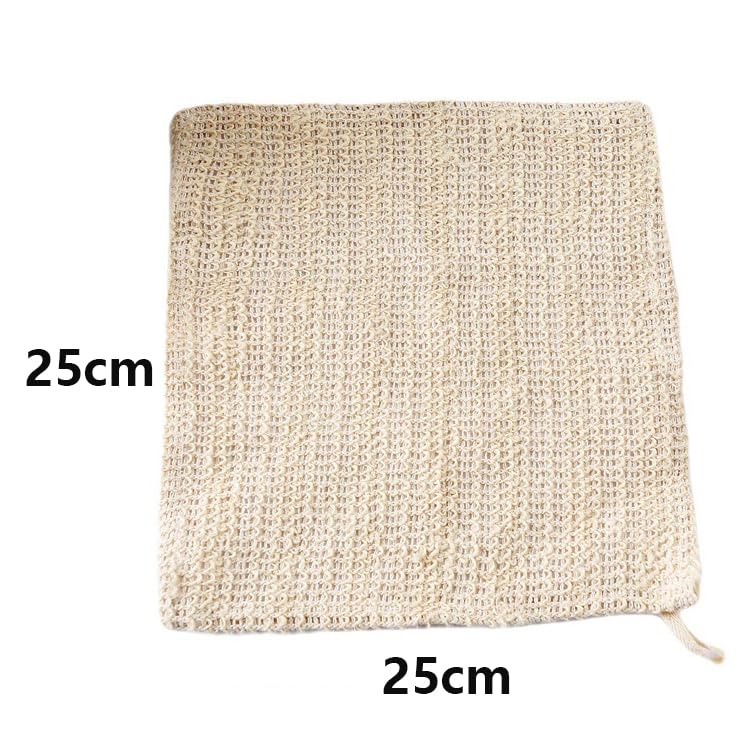 HiKin 2 Pack Cotton Linen Exfoliating Bath Washcloths 25x25cm - Body Scrub Towels