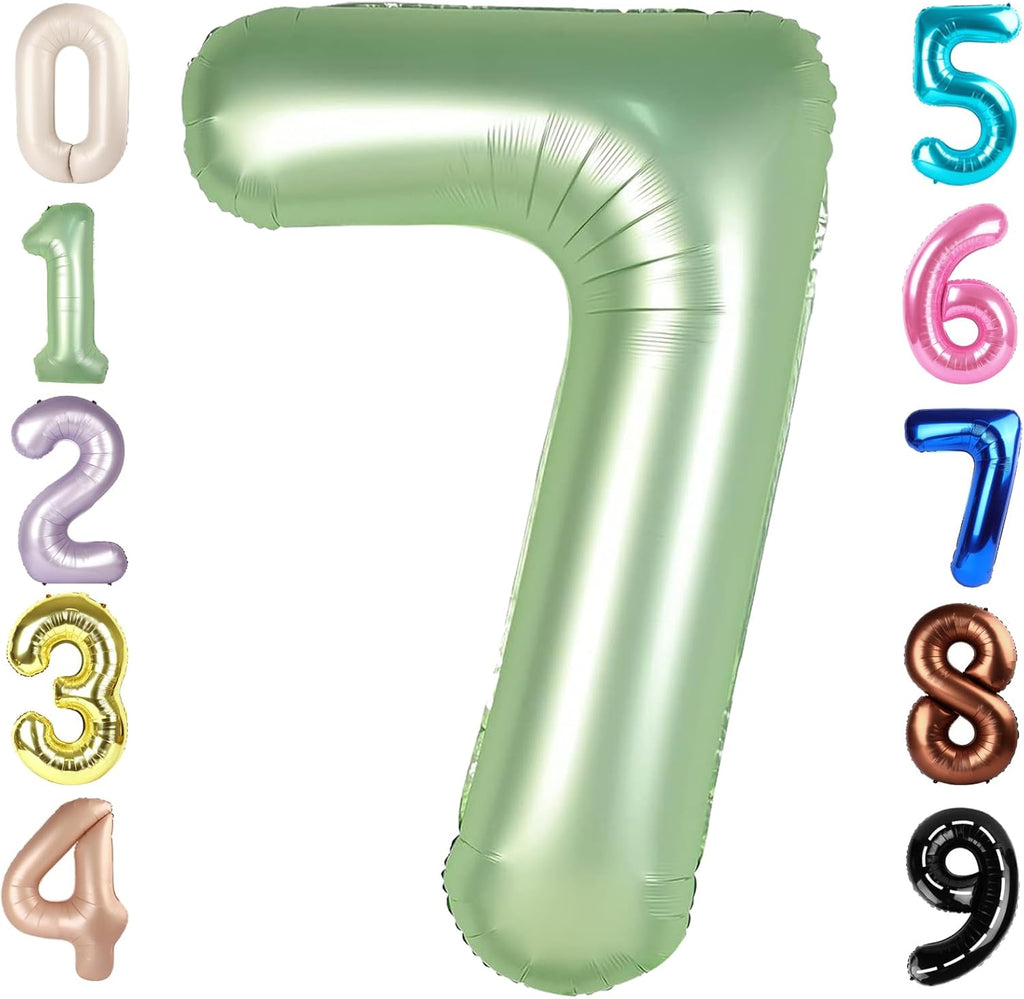 Skiennix 40-Inch Olive Green Balloon Number - Perfect for 7th Birthday, Engagements & Weddings
