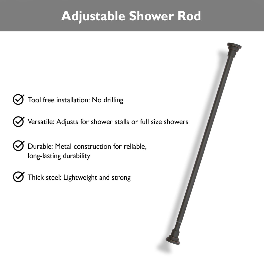 Design House 560920 Classic Adjustable 42 to 72-inch Shower Rod for Bathroom in Oil Rubbed Bronze