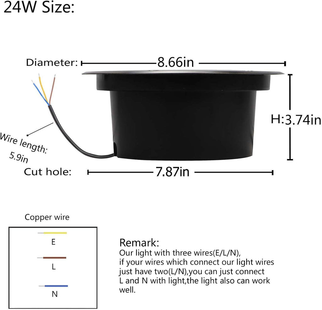 Skiennix Outdoor In-Ground Lights - 24W Waterproof Landscape Lighting | Warm White 3000K, 8.66" Diameter, Pack of 4