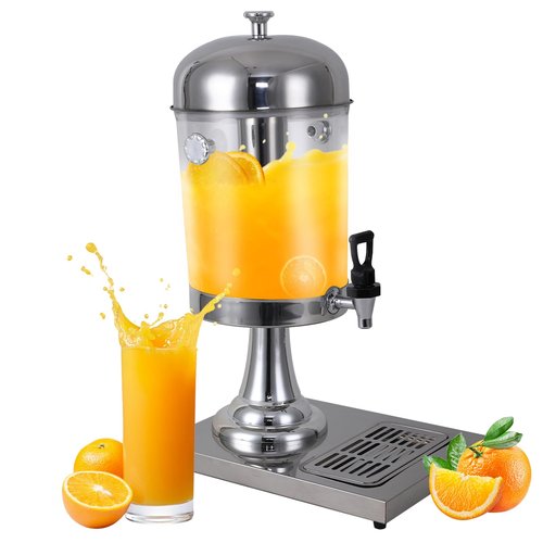 2.2 Gallon Drink Dispensers for Parties, Beverage Dispenser with Stand, Commercial Hot Cold Juice Dispenser with Ice Container and Stainless Steel Drip Trays for Beer, Water Lemonade