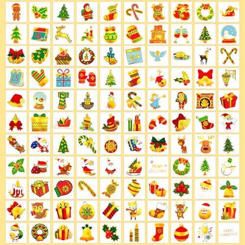 Partywind Metallic Glitter Christmas Temporary Tattoos - 204 Styles