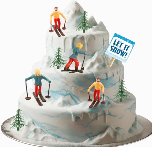 Evergreen Trees Winter Cake Topper Set - Perfect Decoration for Skiers | Festive Wonderland Theme