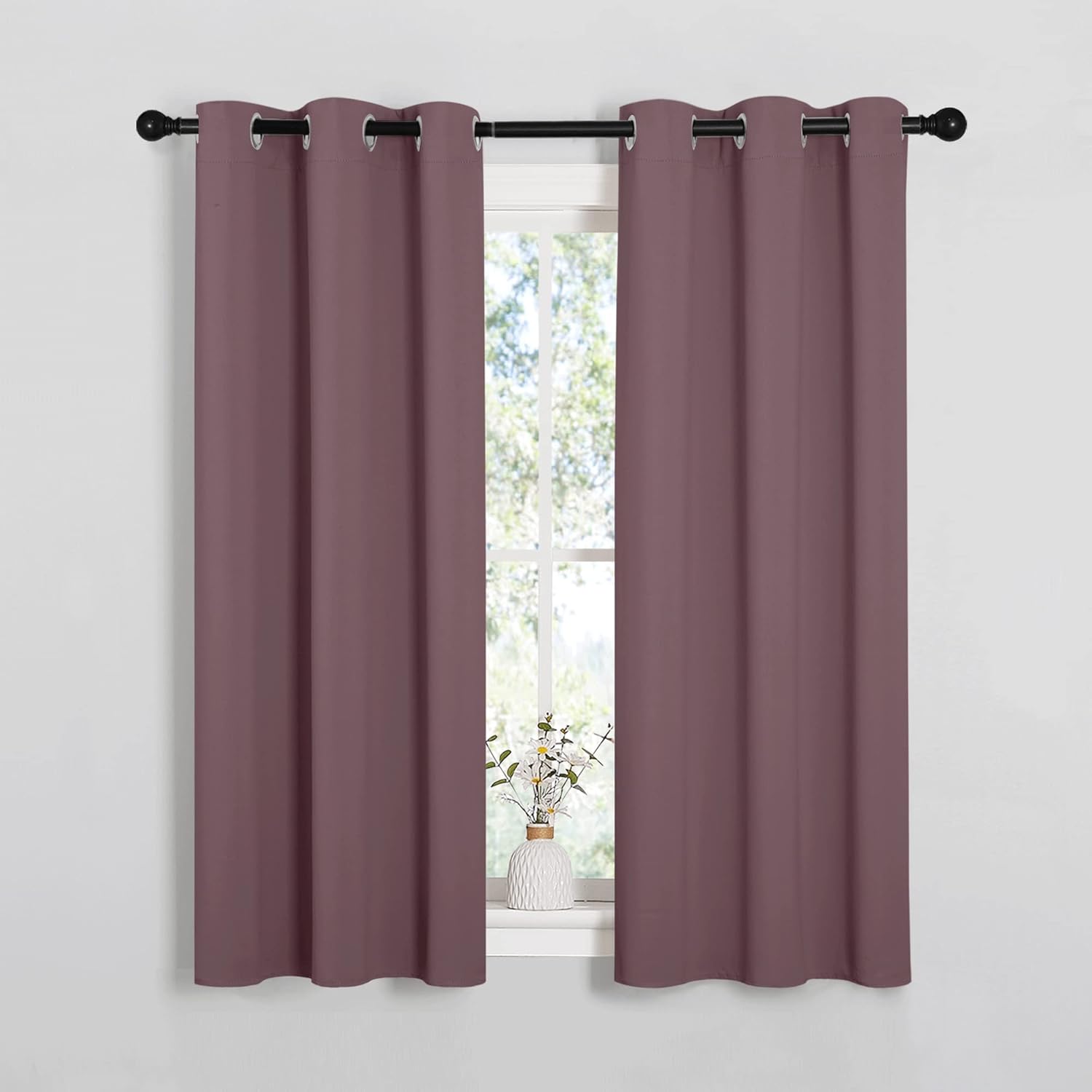 NICETOWN Blackout Curtain Panels - Thermal Insulated Draperies in Dry Rose | 34 x 45 Inches, 1 Pair