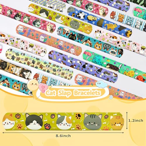 Kitten Party Favors Set - 24 Slap Bracelets & 50 Cat Stickers