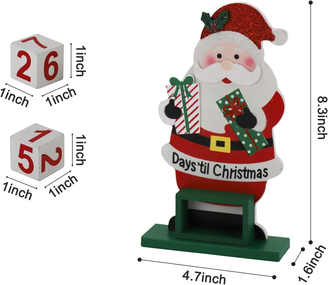 Sfozstra Christmas Advent Countdown Calendar - Wooden Tabletop Decoration with Rotatable Design