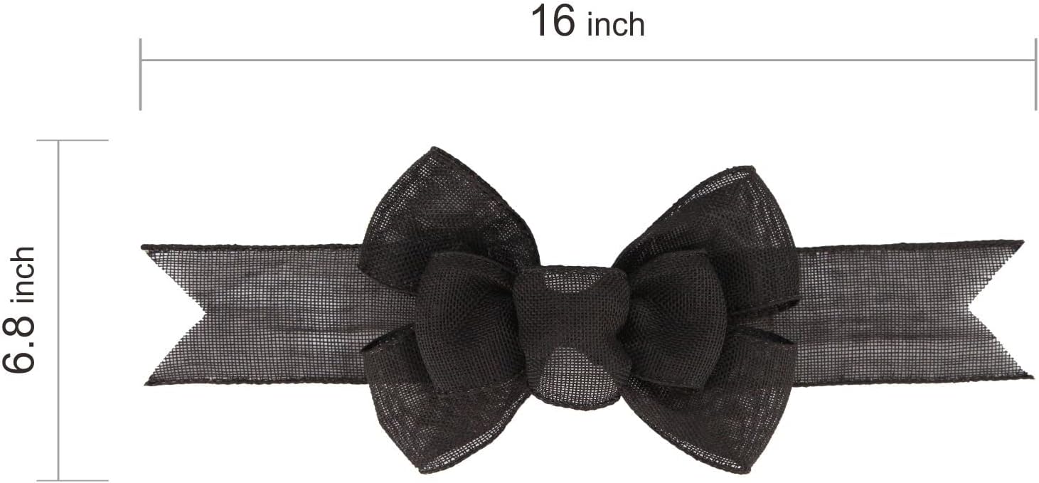 Meseey Black Wired Ribbon - Handmade Burlap Bows for Wreaths & Gift Wrapping | 2 Pcs Set