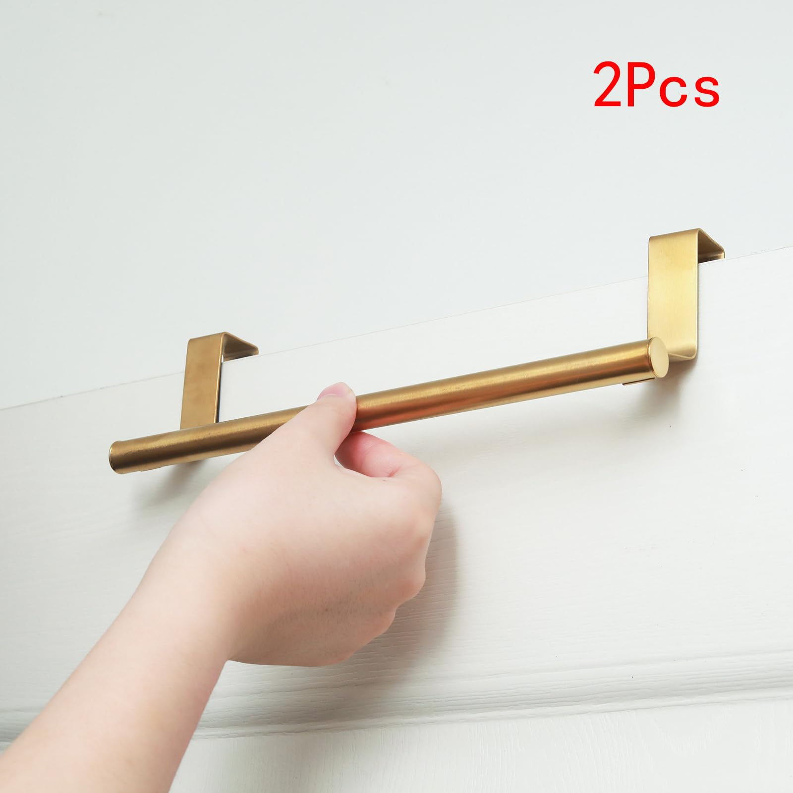 Pocoxll 2 Pack Gold Towel Holder, 9 Inch Stainless Steel Towel Holders, Kitchen Towel Rack, Over Cabinet Door Towel Bar, Suitable for Universal Installation in Kitchens and Bathrooms(Small)