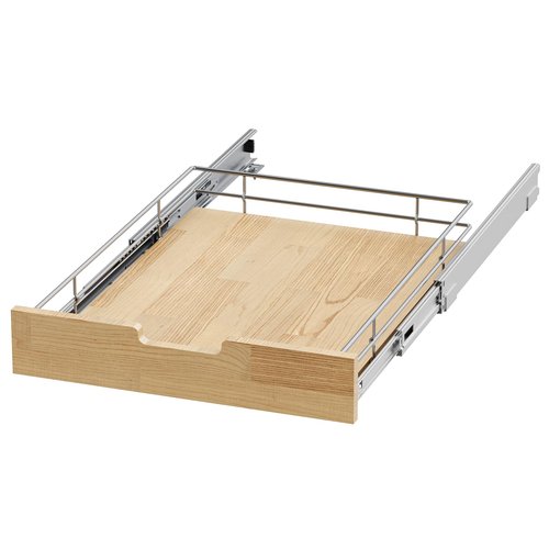 Sikarou Pull Out Cabinet Organizer,Heavy-Duty Slide Out Shelf, Wood And Wire Basket, Pull Out Drawer for for Kitchen Under Sink Space, Pantry, Bathroom (17 * 21 WM)