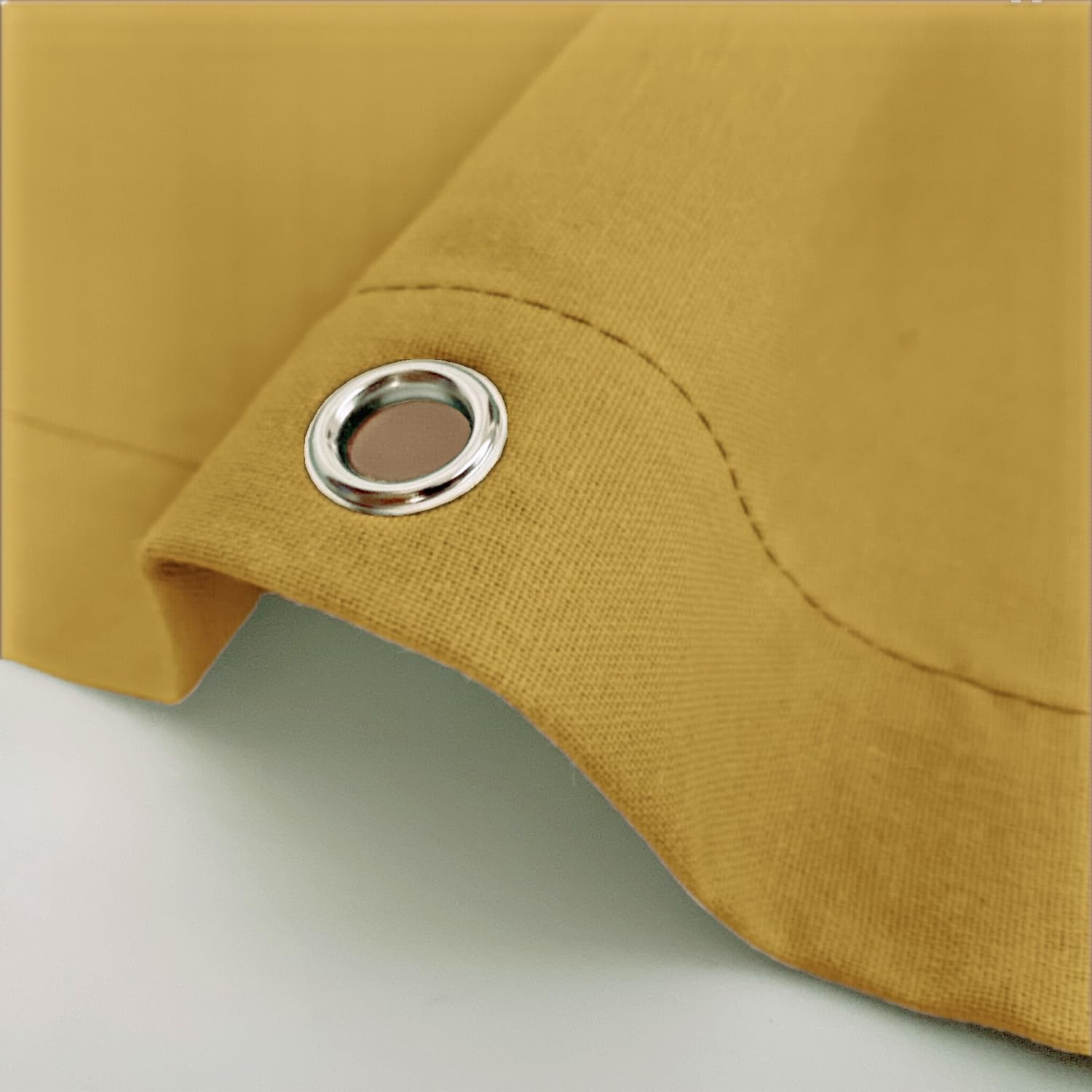 Felisa Mustard Farmhouse Shower Curtain with A Ruffle Hem, Linen Blend Shower Curtain for Bathroom,72"x72"