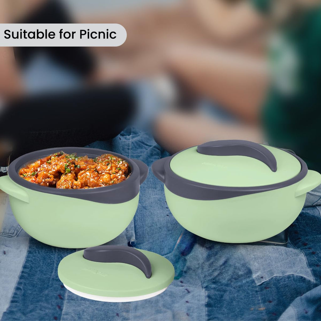 Pinnacle Insulated Casserole Dish with Lid 3 pc. Set 2.6/1.5/1 qt. Hot Pot Food Warmer/Cooler –Thermal Soup/Salad Serving Bowl- Stainless Steel Hot Food Container–Best Gift Set for Moms –Holidays
